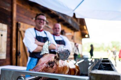 Catering service pig on a spit