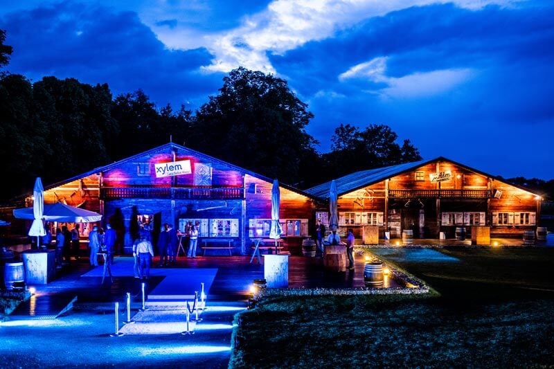 Location bei Nacht Veranstaltung Alm Xylem