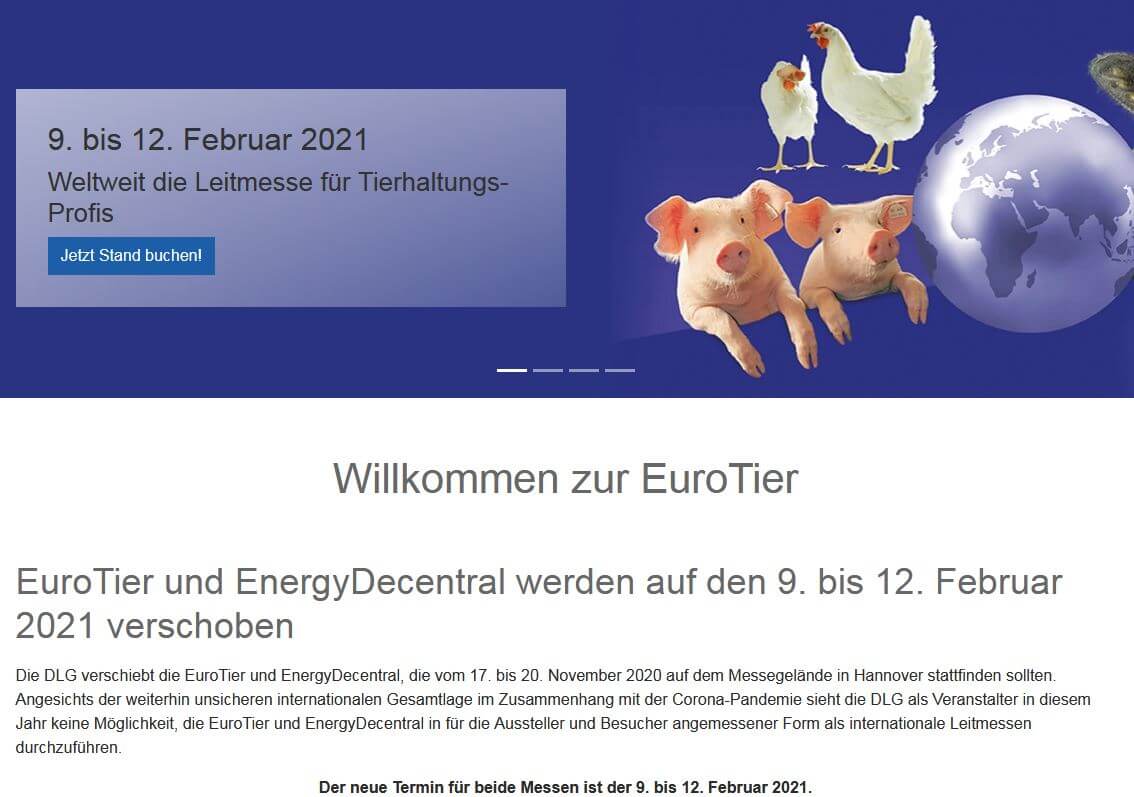 EuroTier 2020 wurde verschoben